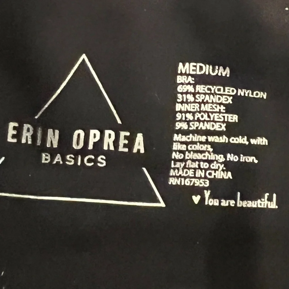 Erin Oprea Basics Motion Play Piped Sports Bra Black White Women’s Size M - Picture 4 of 11